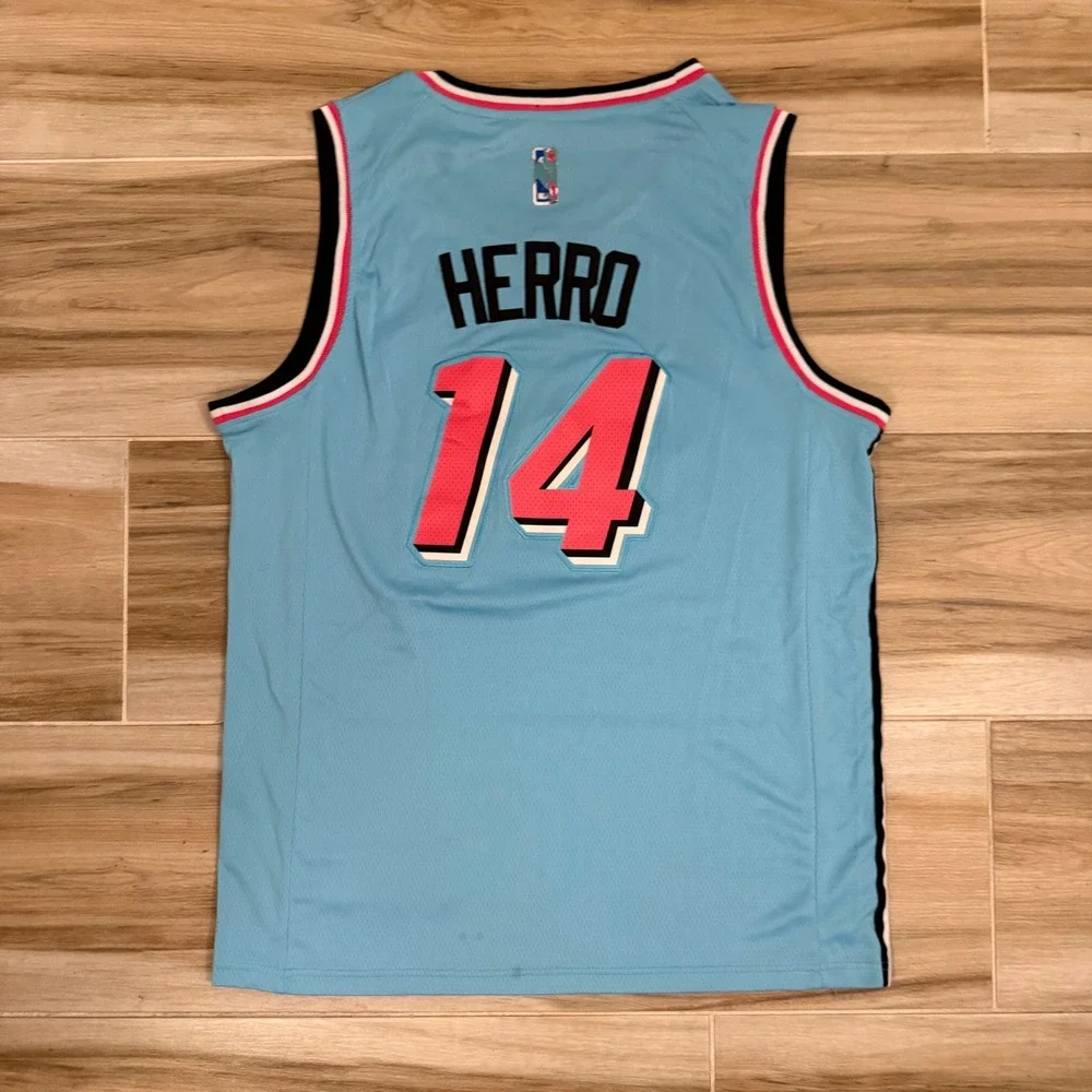 Nike Tyler Herro Miami Heat Vice City Jersey Blue Pink Mens 50 Large NBA 14